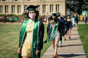 Graduates participate in the spring Oval Walk at CSU