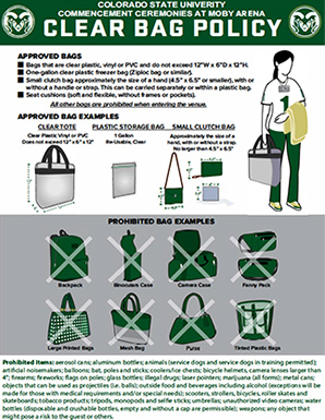 Commencement 2018 - clear bag policy - College of Natural Sciences